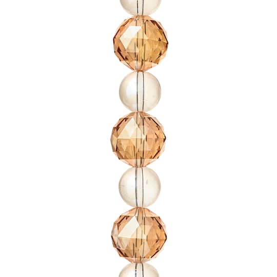 Amber Mix Large Glass Faceted Round Beads by Bead Landing™